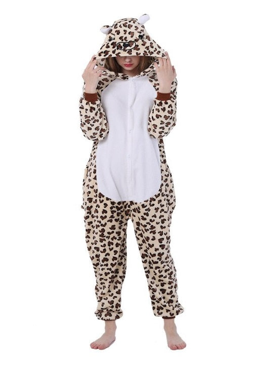 Déguisement pyjama léopard marron à capuche fille